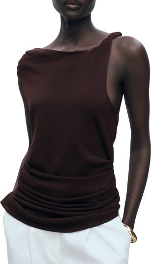 Asymmetric Ruched Knit Top