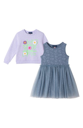 ANDY & EVAN ANDY & EVAN KIDS' PULLOVER SWEATER & FOIL DRESS SET