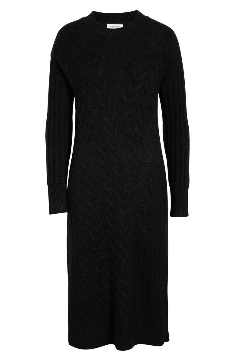 Nordstrom Holiday Long Sleeve Cable Sweater Dress, Alternate, color,