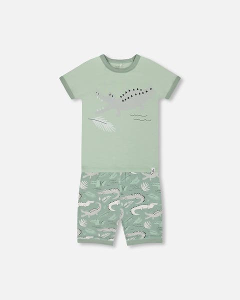 Deux Par Deux Organic Jersey Drop Shoulder T-Shirt - Off White Dino