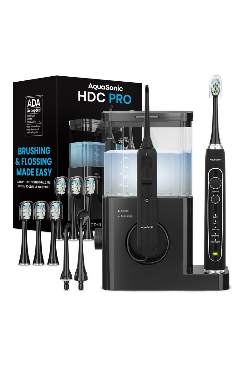 Home Dental Center PRO - Water Tank, Electric Power Toothbrush & Water Flosser Set, Main, color, BLACK