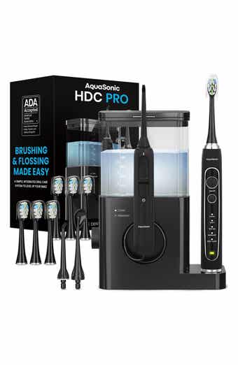 AQUASONIC Home Dental Center PRO - Water Tank, Electric Power Toothbrush & Water Flosser Set