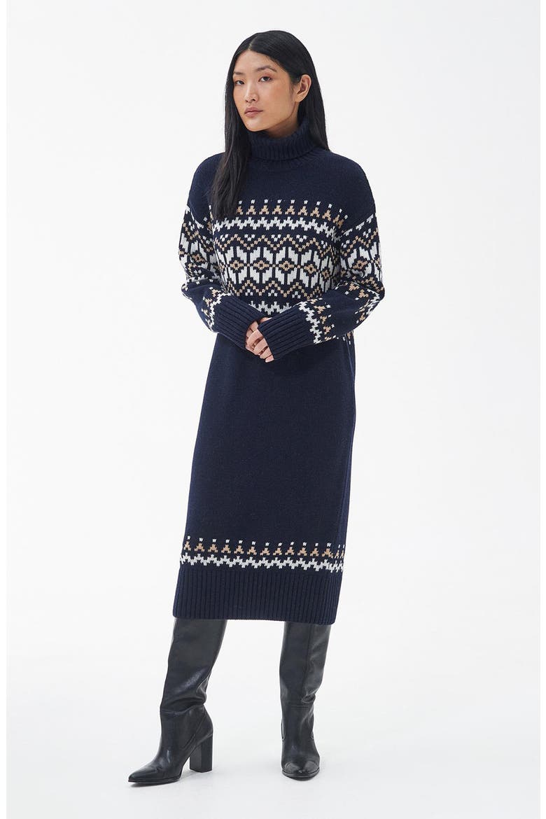 Patrisse Fair Isle Long Sleeve Sweater Dress, Alternate, color, NAVY