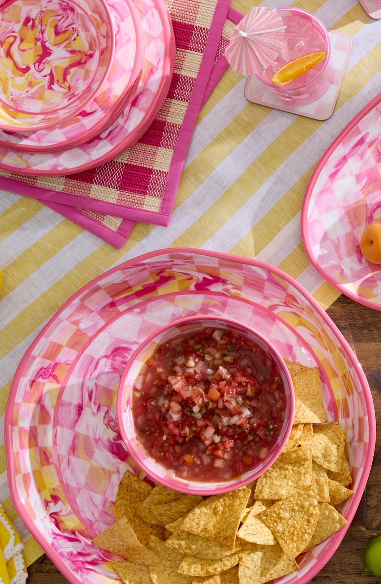 MACKENZIE CHILDS Pink Marble Check Melamine Large Platter, Alternate, color, Pink