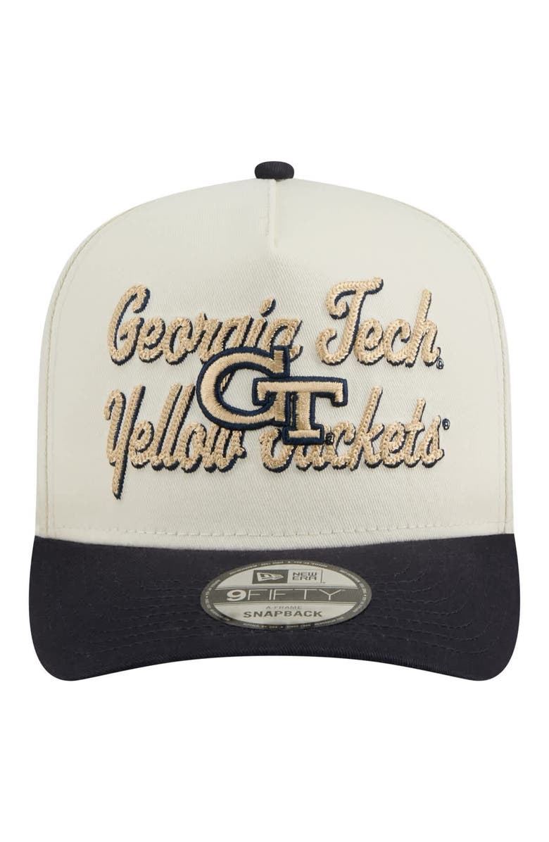 New Era Men's New Era Cream/Navy Georgia Tech Yellow Jackets Vintage Chainstitch 9FIFTY A-Frame Snapback Hat, Alternate, color, 