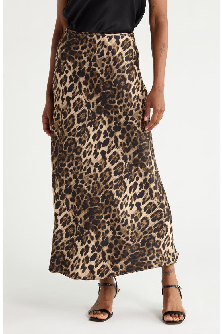 Printed Maxi Bias Skirt, Main, color, LEOPARD PRINT