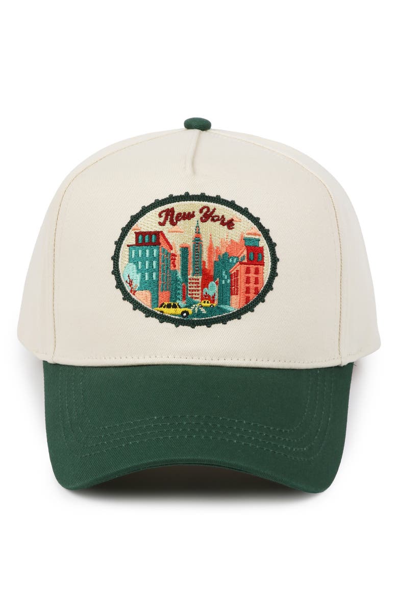 David & Young New York Embroidered Patch Cotton Baseball Cap, Alternate, color, Green