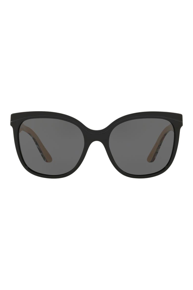 Marblecheck 55mm Square Sunglasses, Alternate, color, BLACK SOLID