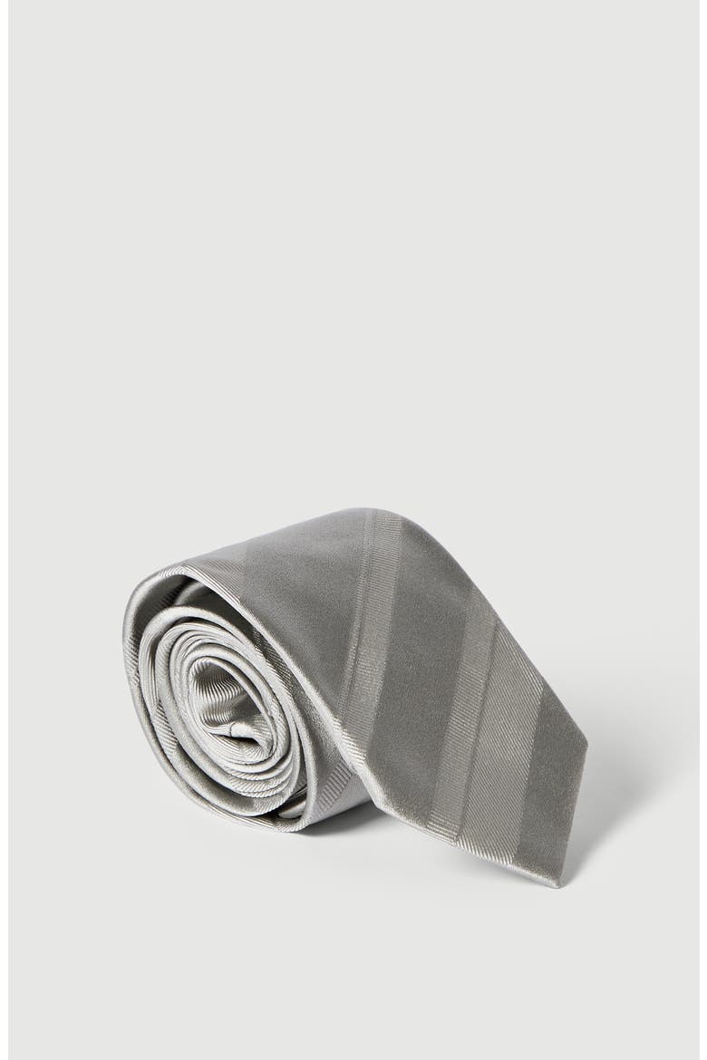 Striped silk tie, Alternate, color, Pearl Grey