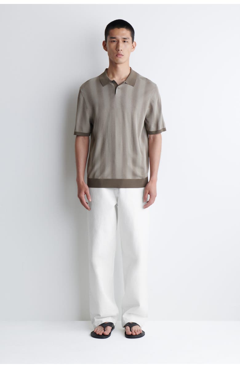 COS Diffused-Stripe Knit Polo Shirt, Alternate, color, Mole / Striped