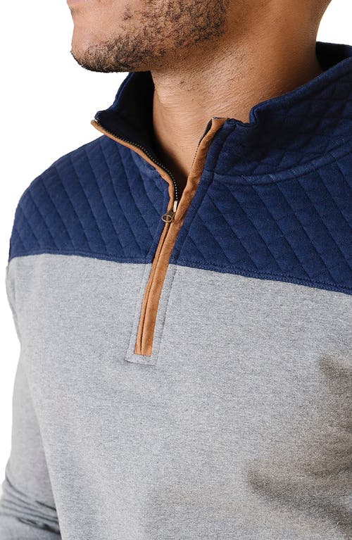 Hope & Henry Organic French Terry Half Zip Pullover With Quilted Yoke In Multi