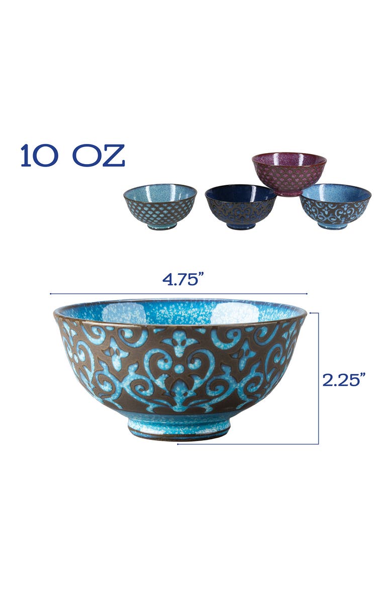Set of 4 Assorted Ceramic Bowls, Alternate, color, MULTI