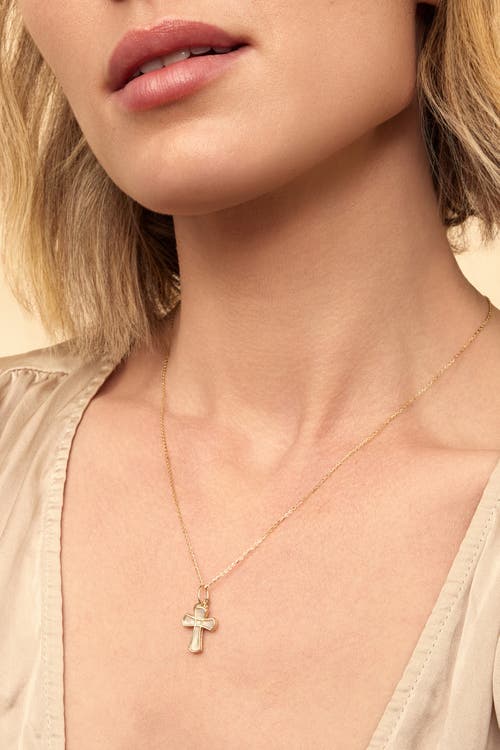 Oradina 14k Gold Bless Me Cross Pendant Charm In 14k Gold, Mother Of Pearl