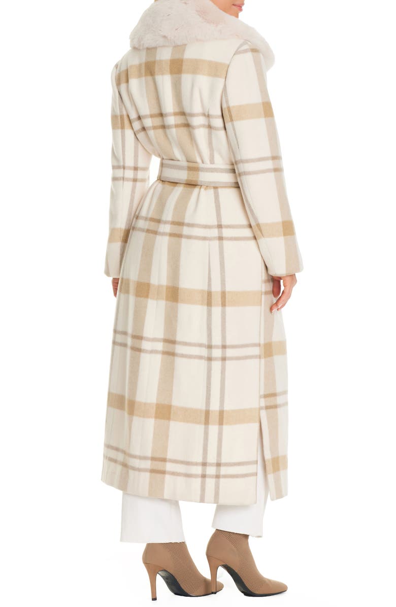 Vince Camuto Plaid Coat with Removable Faux Fur Collar, Alternate, color,