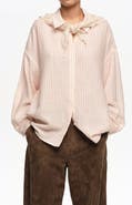 Bimba y Lola Cotton Shirt with Crochet Scarf Detail