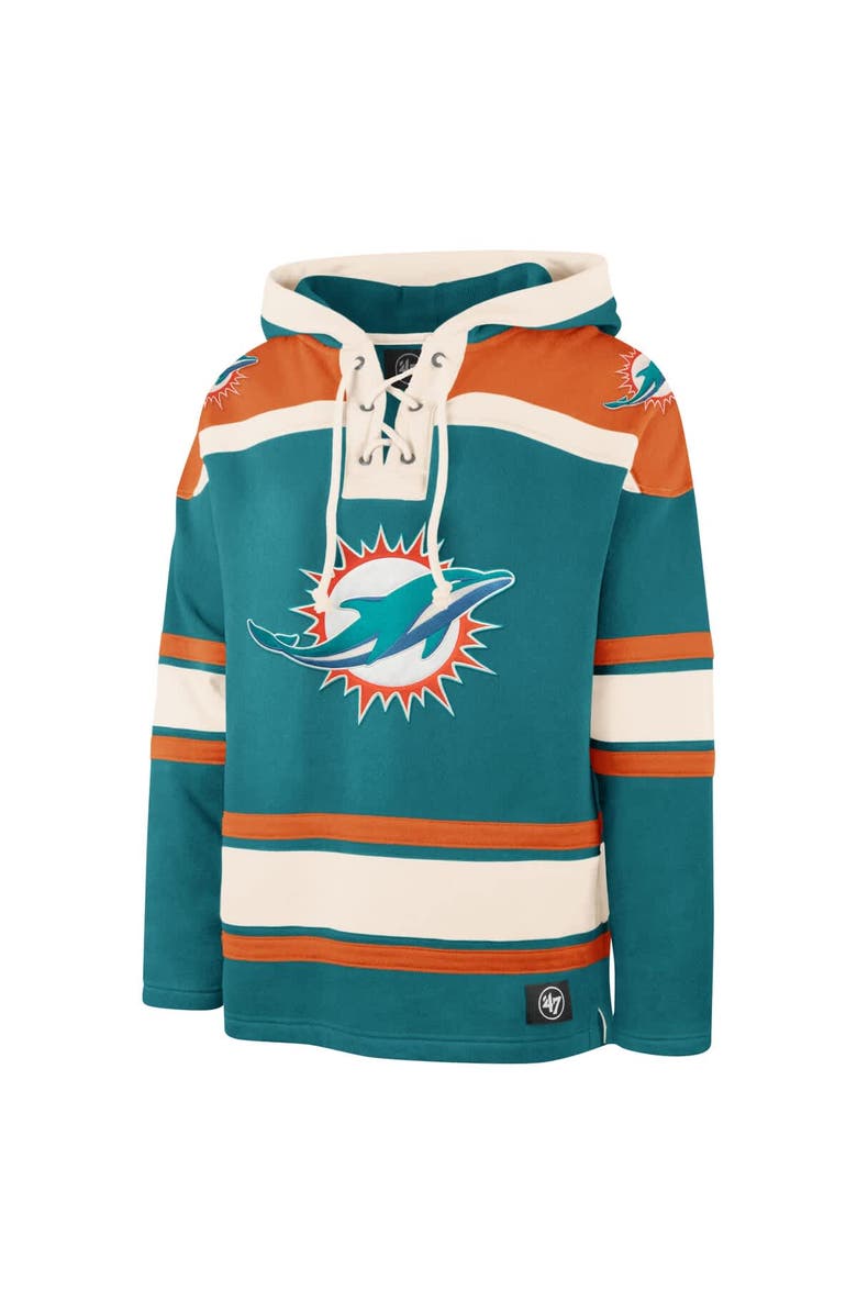 '47 Men's '47 Aqua Miami Dolphins Superior Lacer Pullover Hoodie, Alternate, color, Aqua