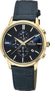 PORSAMO BLEU Aura Leather Strap Chronograph Watch, 44mm