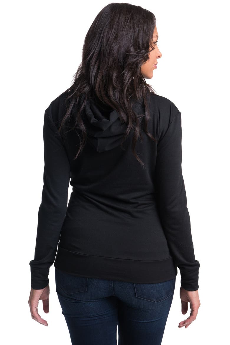 Cozy Maternity/Nursing Hoodie, Alternate, color, BLACK