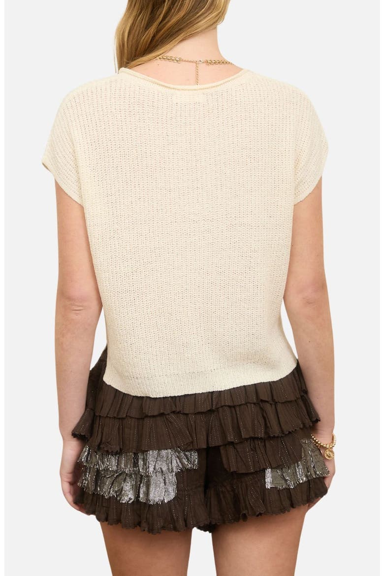 Batwing Sleeve Split Neck Sweater, Alternate, color, CREAM