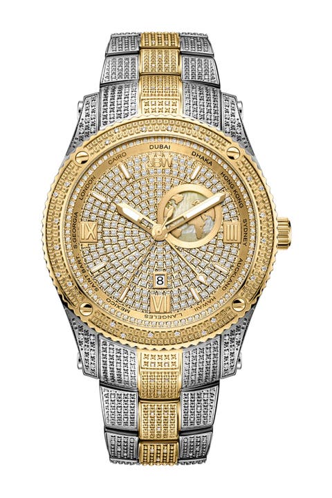 Jet Setter GMT Diamond Bracelet Watch, 46mm