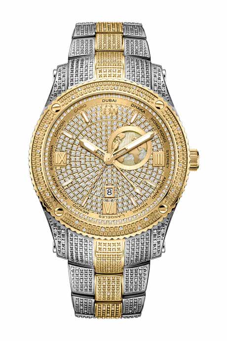 JBW Jet Setter GMT Diamond Bracelet Watch, 46mm