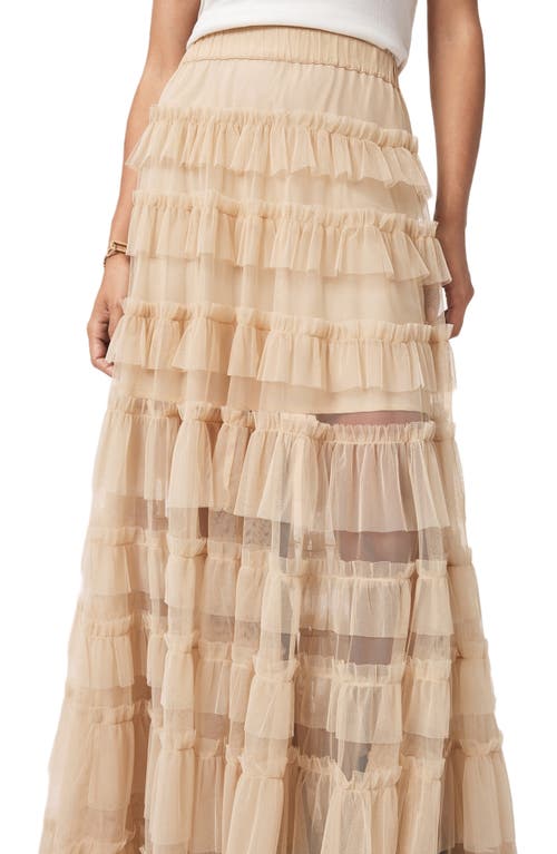 Allsaints Aude Tiered Tulle Ruffle Maxi Skirt In Neutral