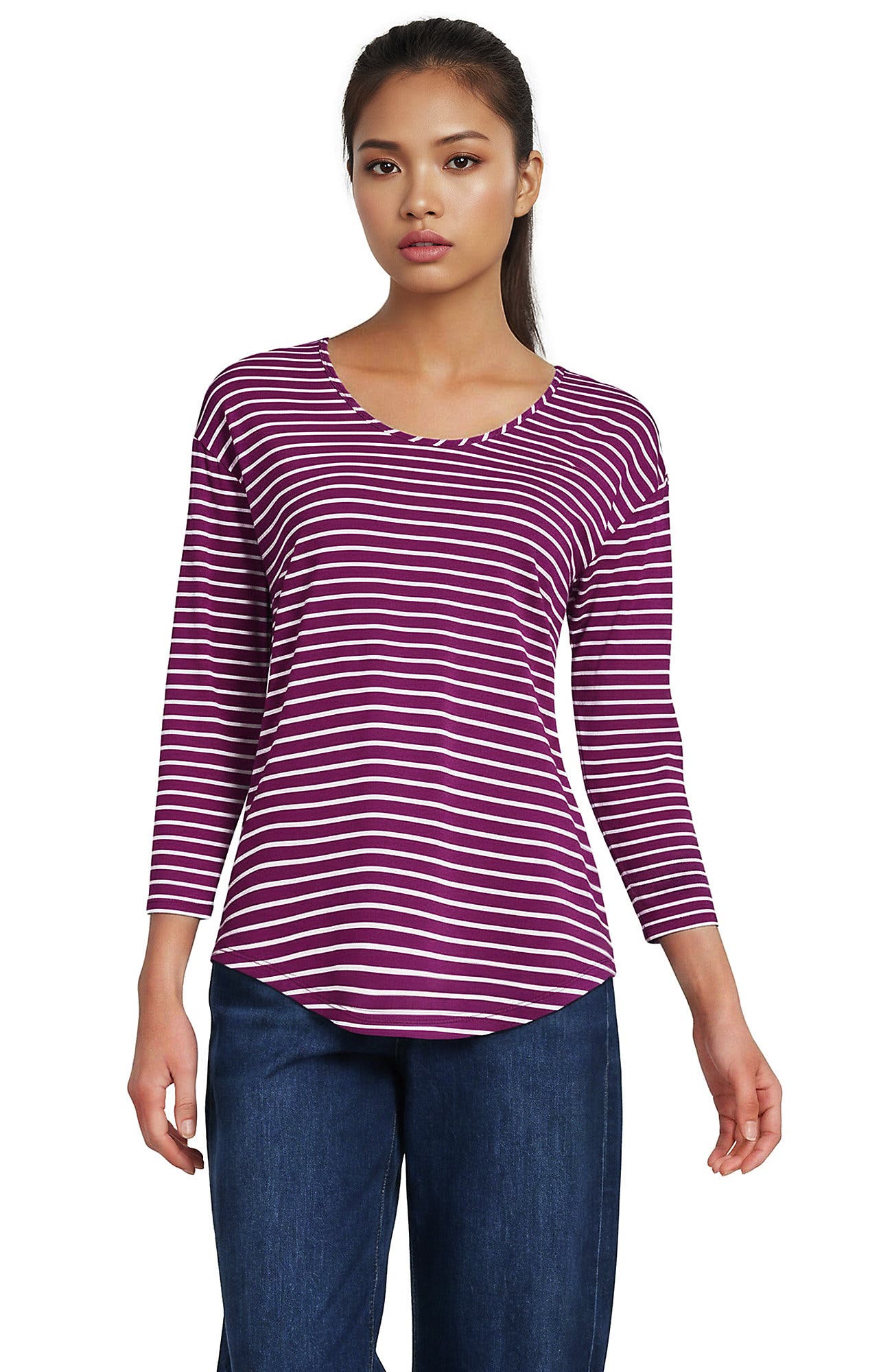 Raspberry/White Narrow Stripe