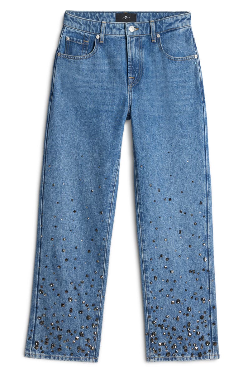 Seven Calie Embellished Mid Rise Ankle Straight Leg Jeans, Alternate, color, Dance With Crys