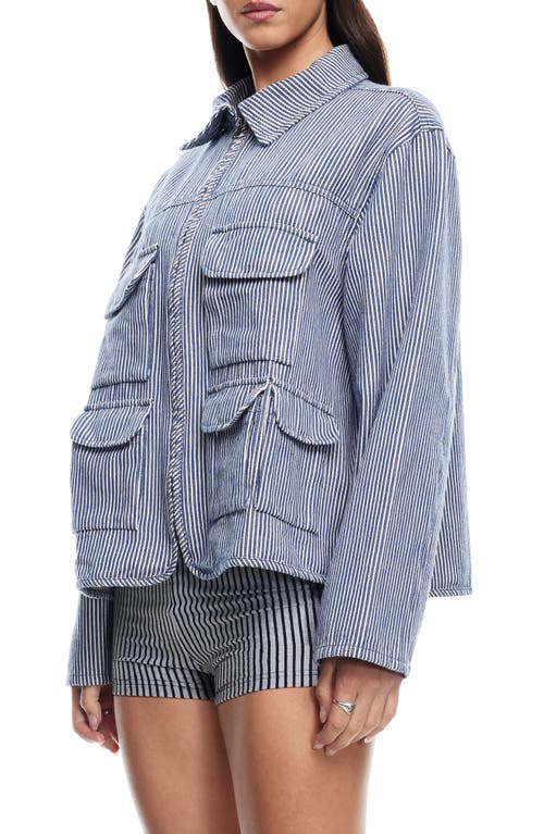 Lioness Renacida Pocket Jacket In Denim Stripe