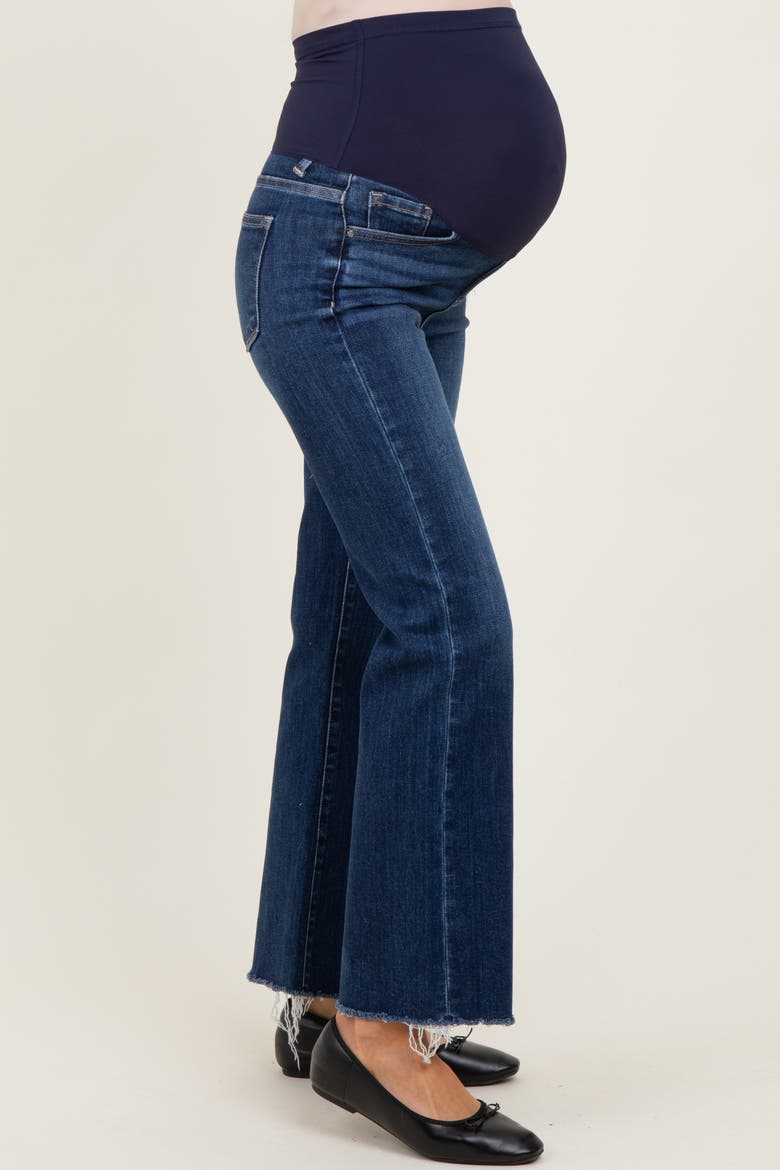 High Rise Crop Straight Raw Cut Hem Maternity Jeans, Alternate, color, Navy Blue
