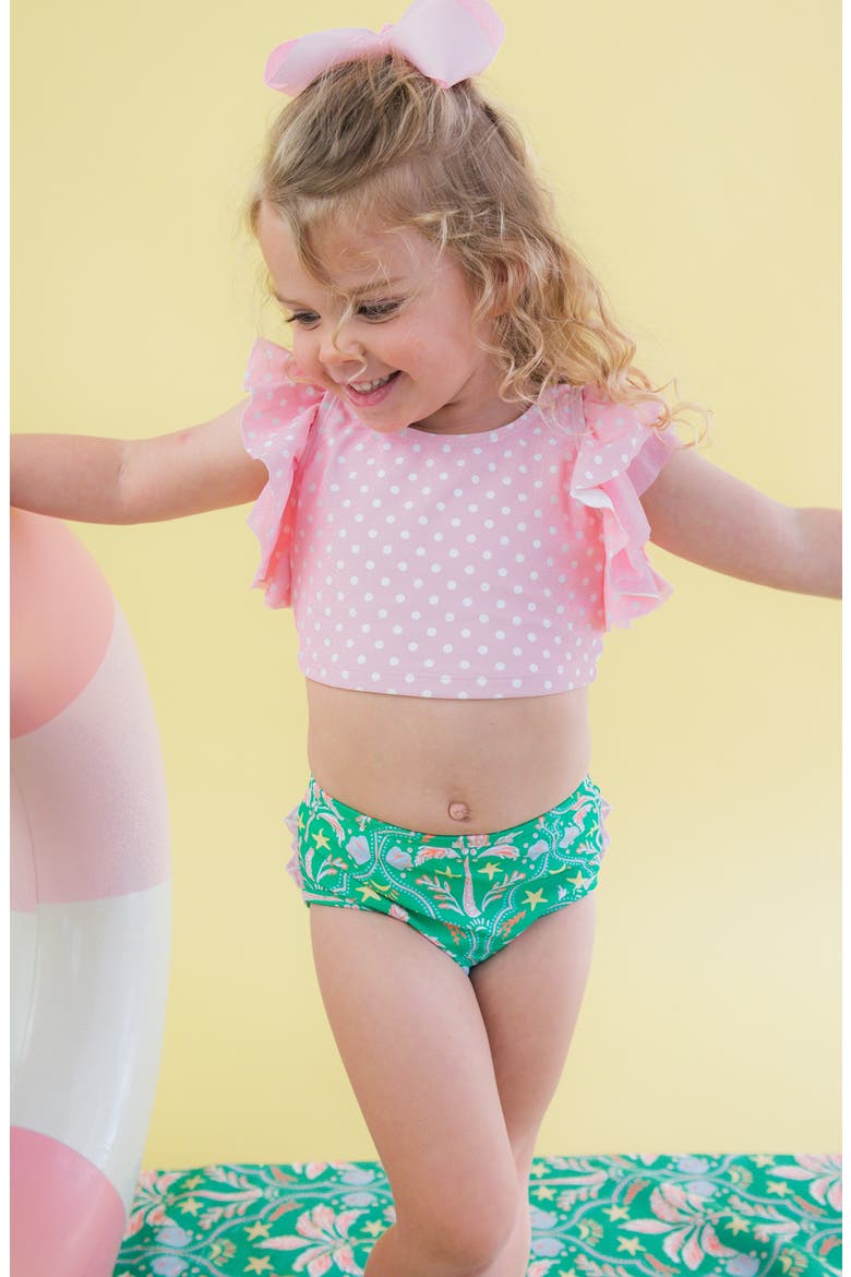 Kids' Coconut Cabana Butterfly Two-Piece Swimsuit, Alternate, color, GREEN