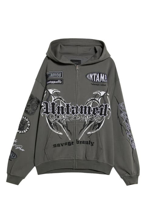 Untamed Embroidered Zip Hoodie