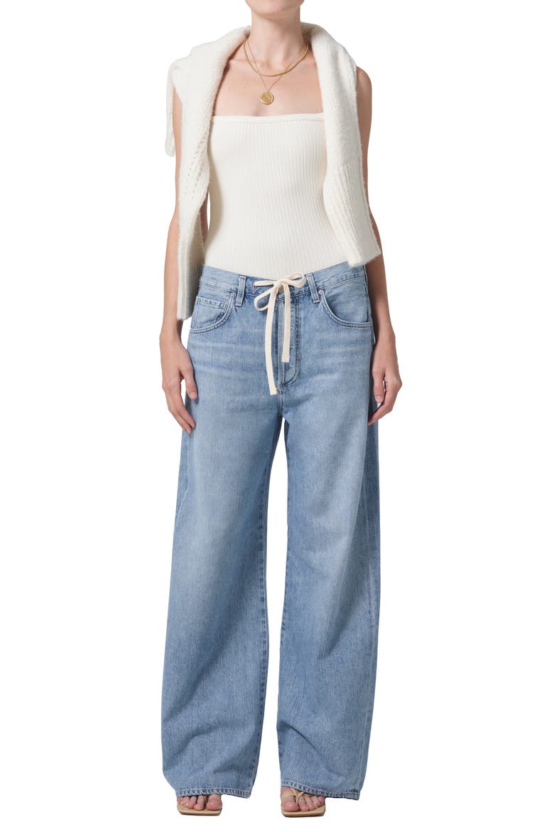 Brynn Wide Leg Organic Cotton Trouser Jeans, Alternate, color, BLUE LACE LT I