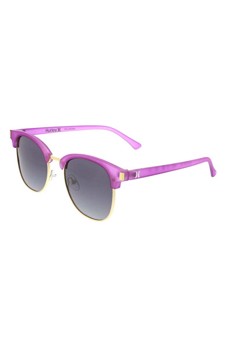 Hurley 52mm Retro Half Rim Sunglasses, Alternate, color, Crystal Lilac
