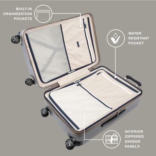 Travelpro Platinum Elite Hardside Expandable Checked- Medium 25-inch Spinner In Metallic Sand