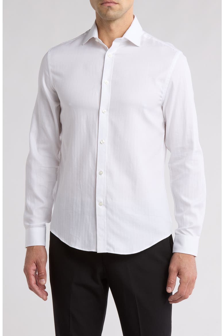 Slim Fit Cotton Dress Shirt, Main, color, WHITE