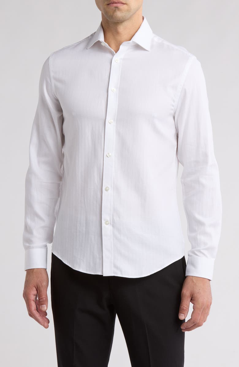 Michael Kors Slim Fit Cotton Dress Shirt, Main, color, White