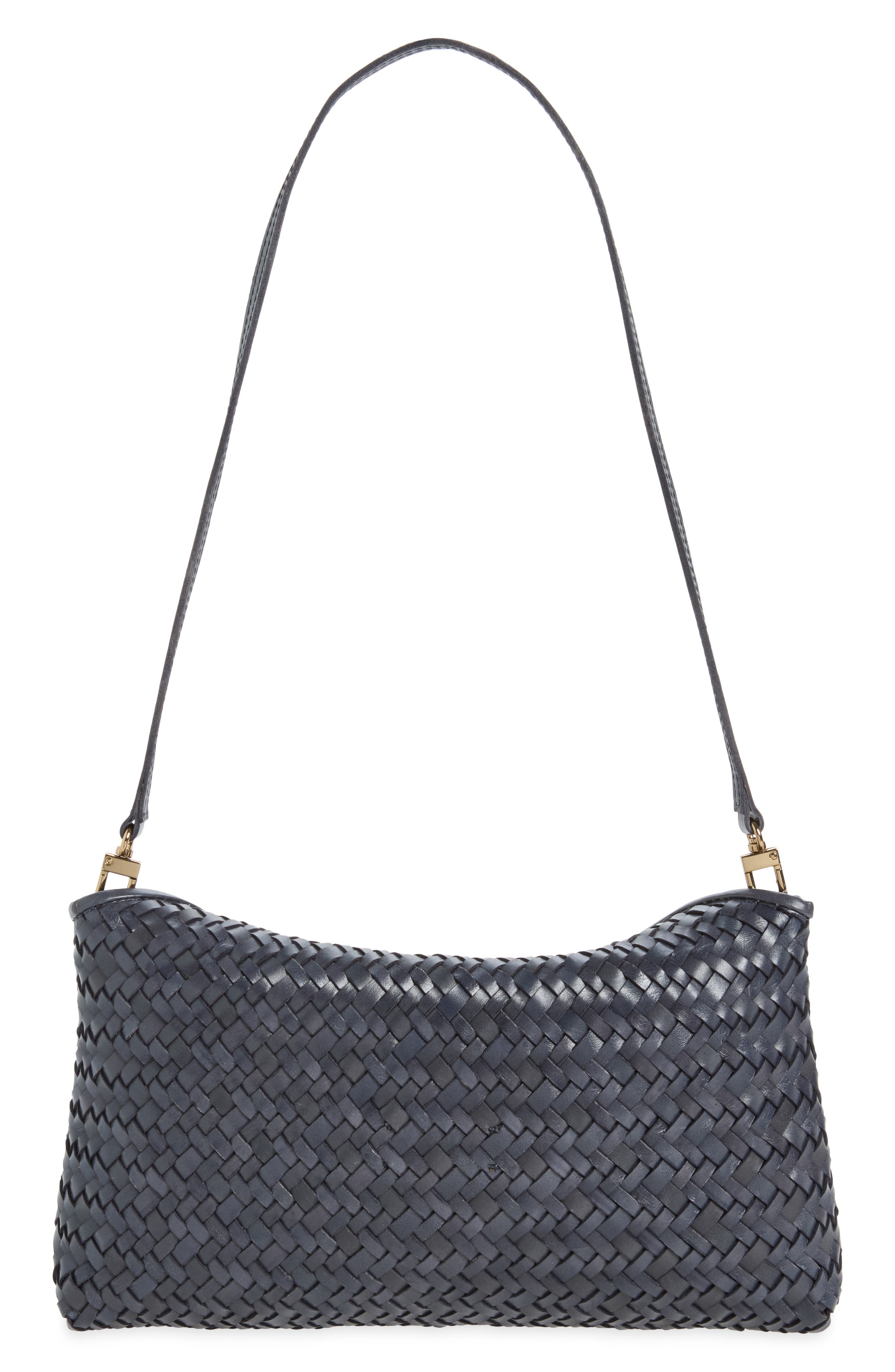 The Signature Woven Leather Clutch, Alternate, color, NIGHTTIME