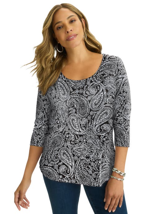 Stretch Cotton Scoop Neck Tee (Plus Available)