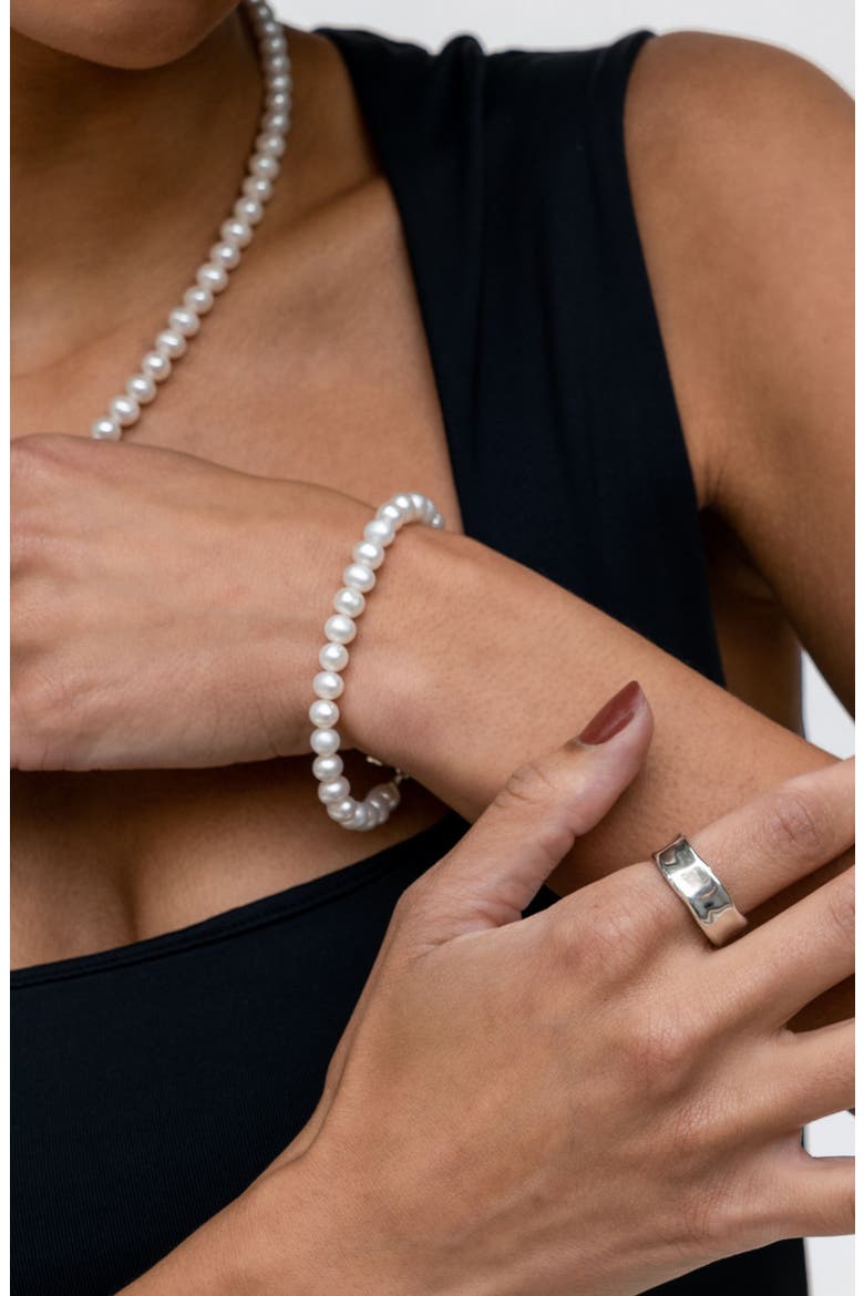 Timeless White Freshwater Pearl Bracelet, Alternate, color, Sterling Silver
