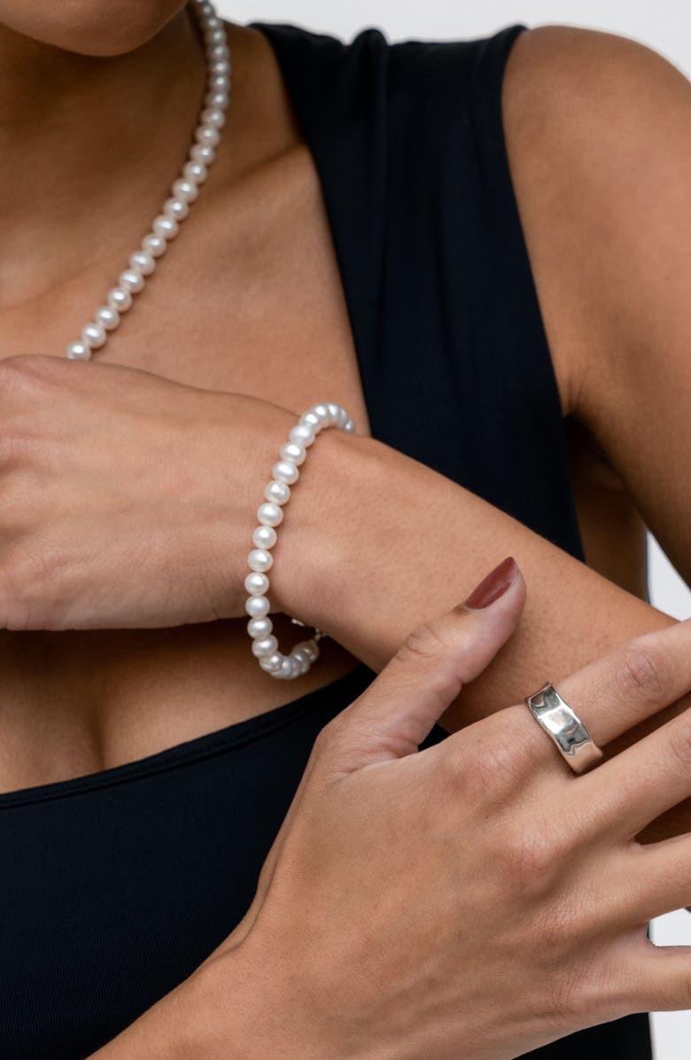 Dower & Hall Timeless White Freshwater Pearl Bracelet, Alternate, color, Sterling Silver