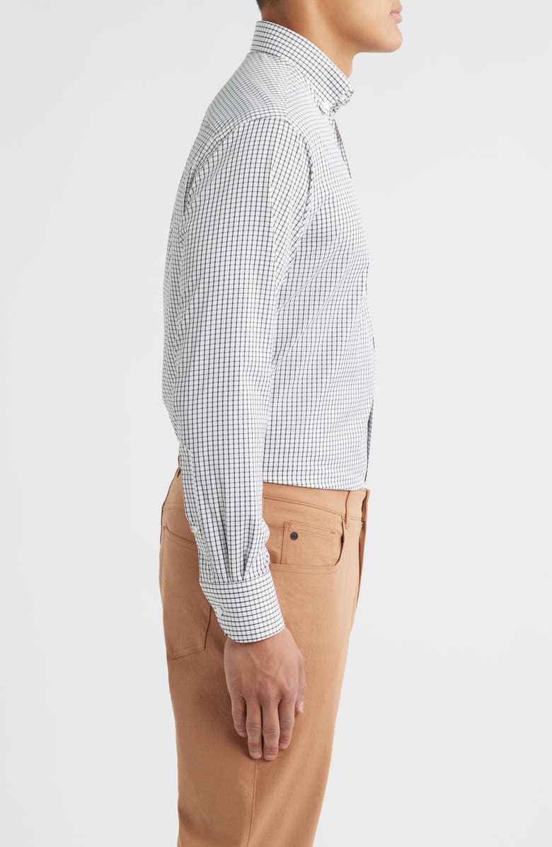 Peter Millar Hanford Check Performance Twill Button-Down Shirt, Alternate, color, Black