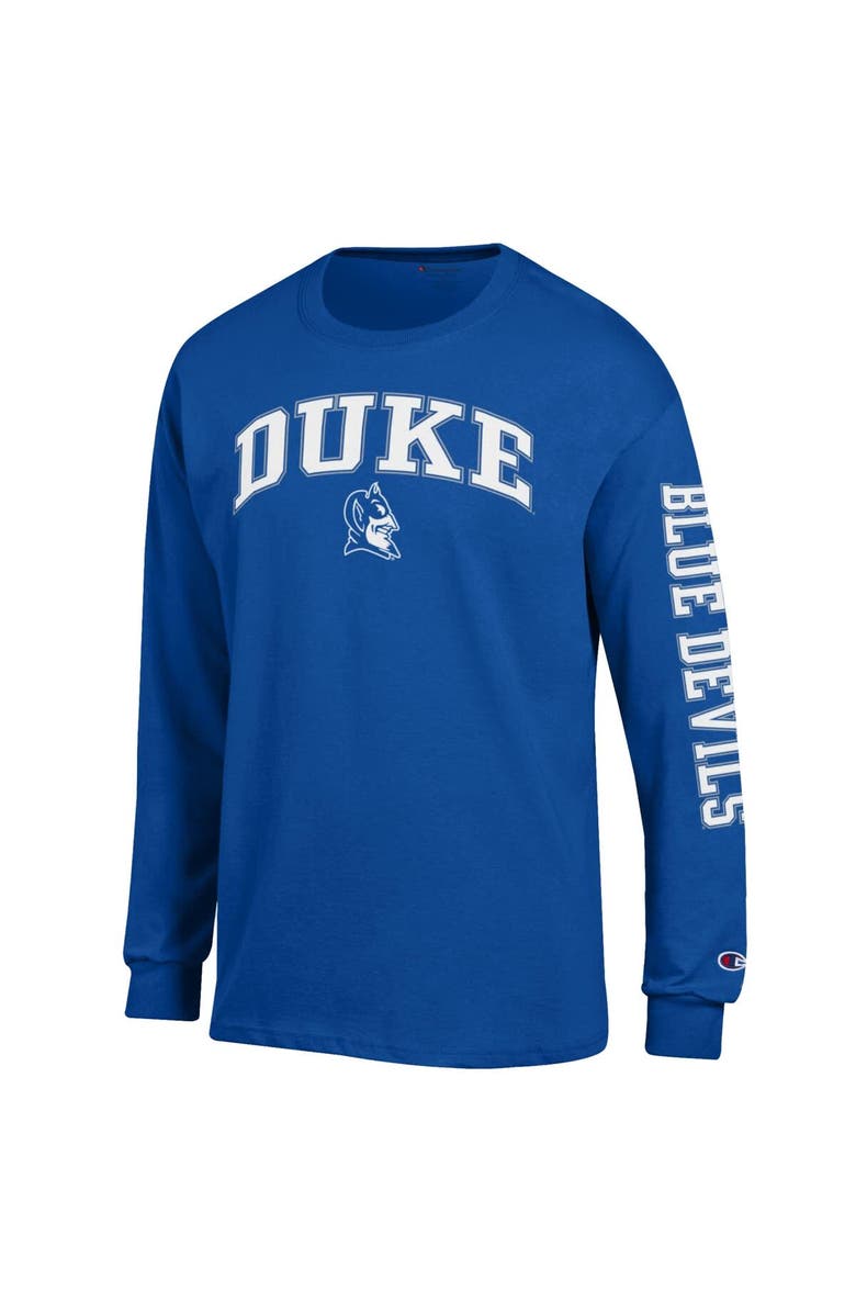 Champion Men's Champion  Royal Duke Blue Devils Arch Over Logo 2-Hit Long Sleeve T-Shirt, Alternate, color, Royal