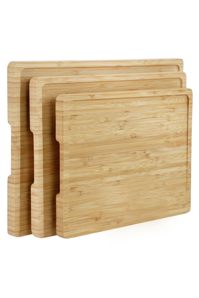 3 Piece Natural Wood Cutting Board Set, Alternate, color, Brown