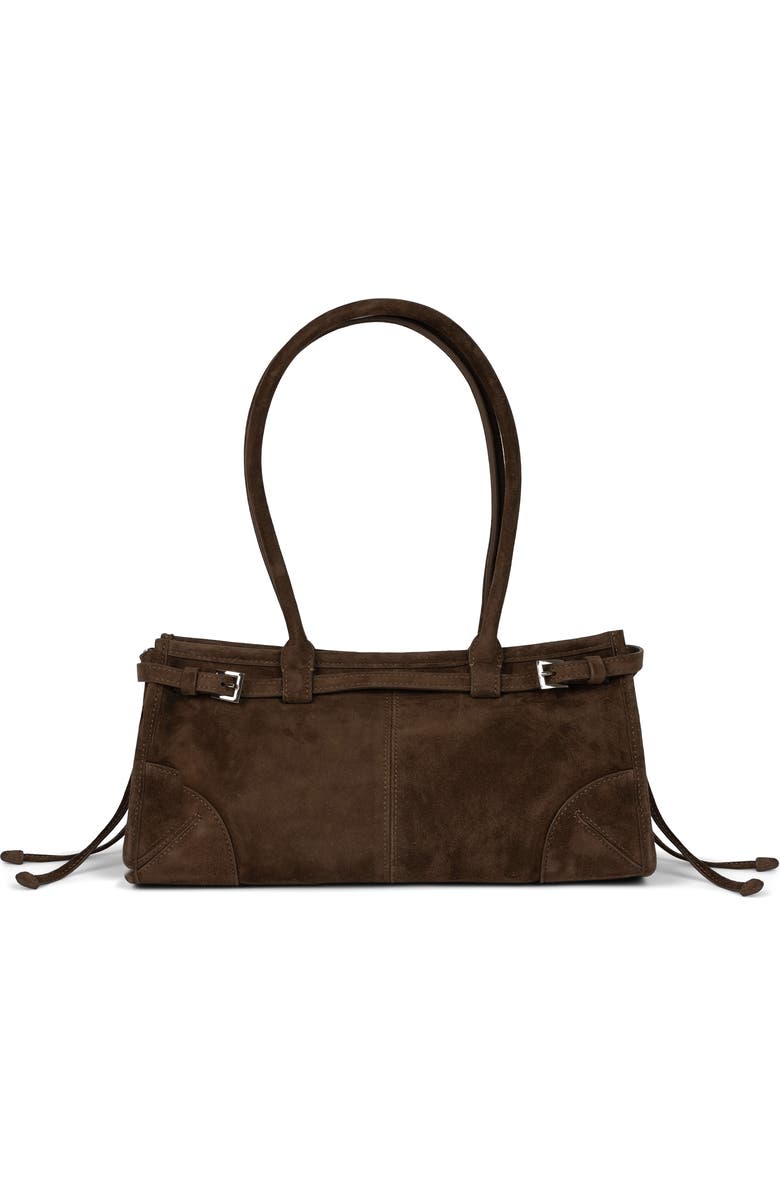 Jeffrey Campbell Pesky Leather Shoulder Bag, Main, color, Brown Suede
