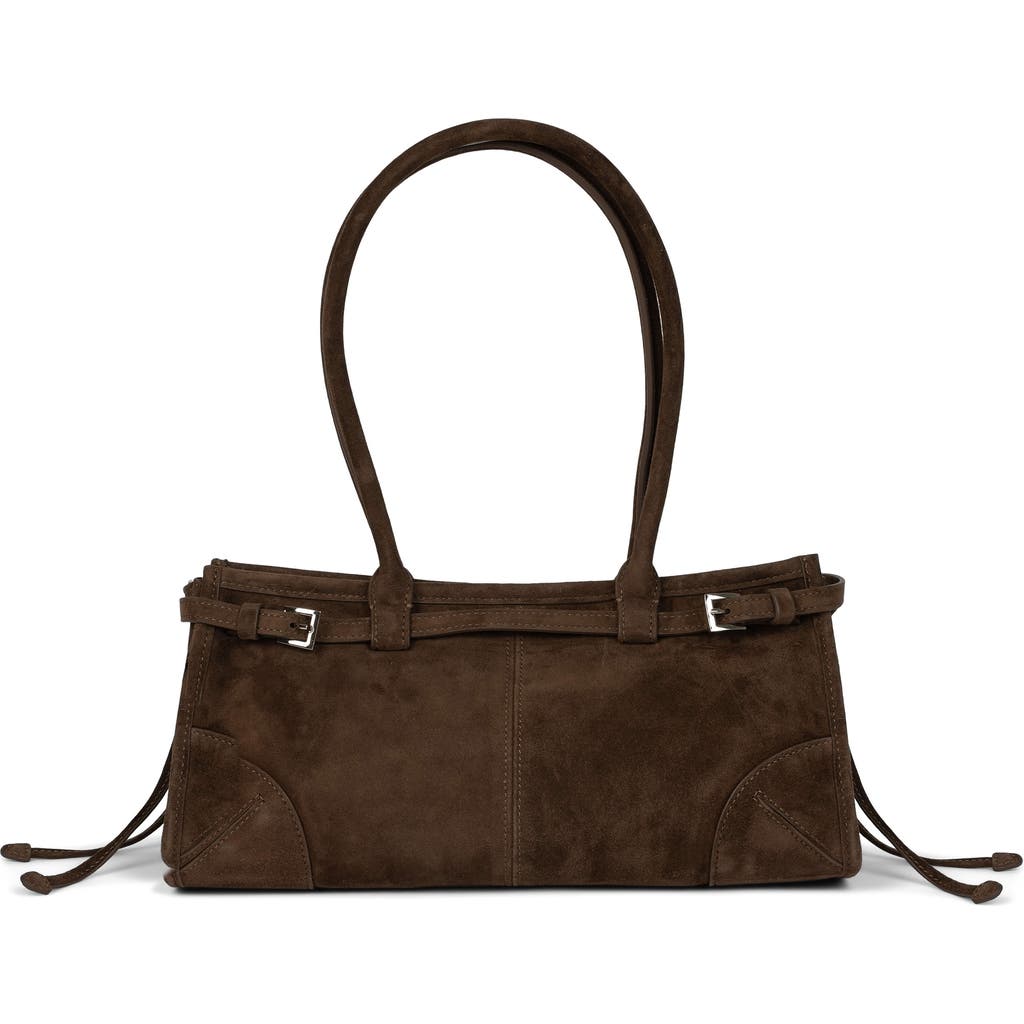Jeffrey Campbell Pesky Leather Shoulder Bag In Brown Suede