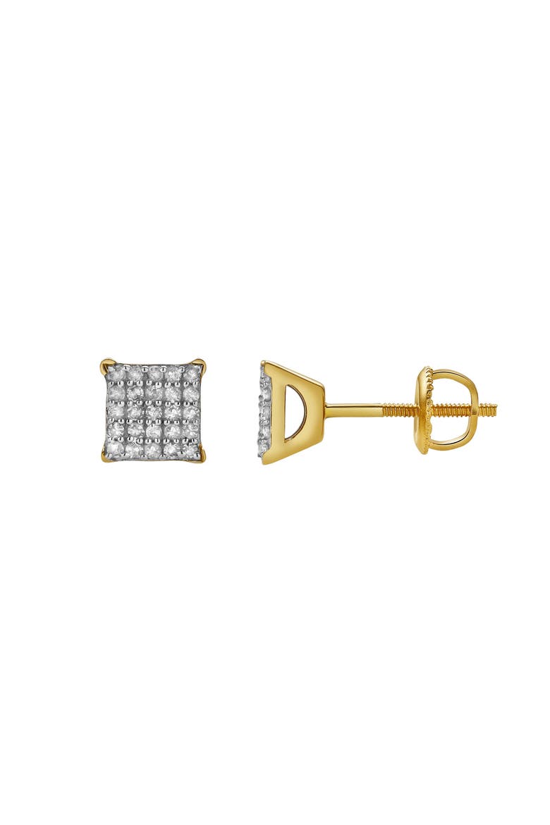Selestia 10K Yellow Gold Cluster Diamond Unisex Earrings - 0.2 Cts, Alternate, color, 10K Yellow Gold