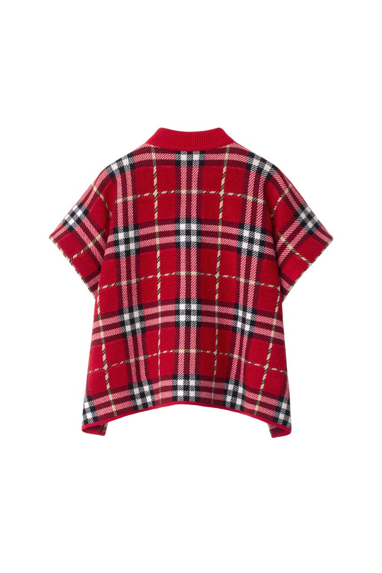Check Wool Cape, Alternate, color, Poppy red