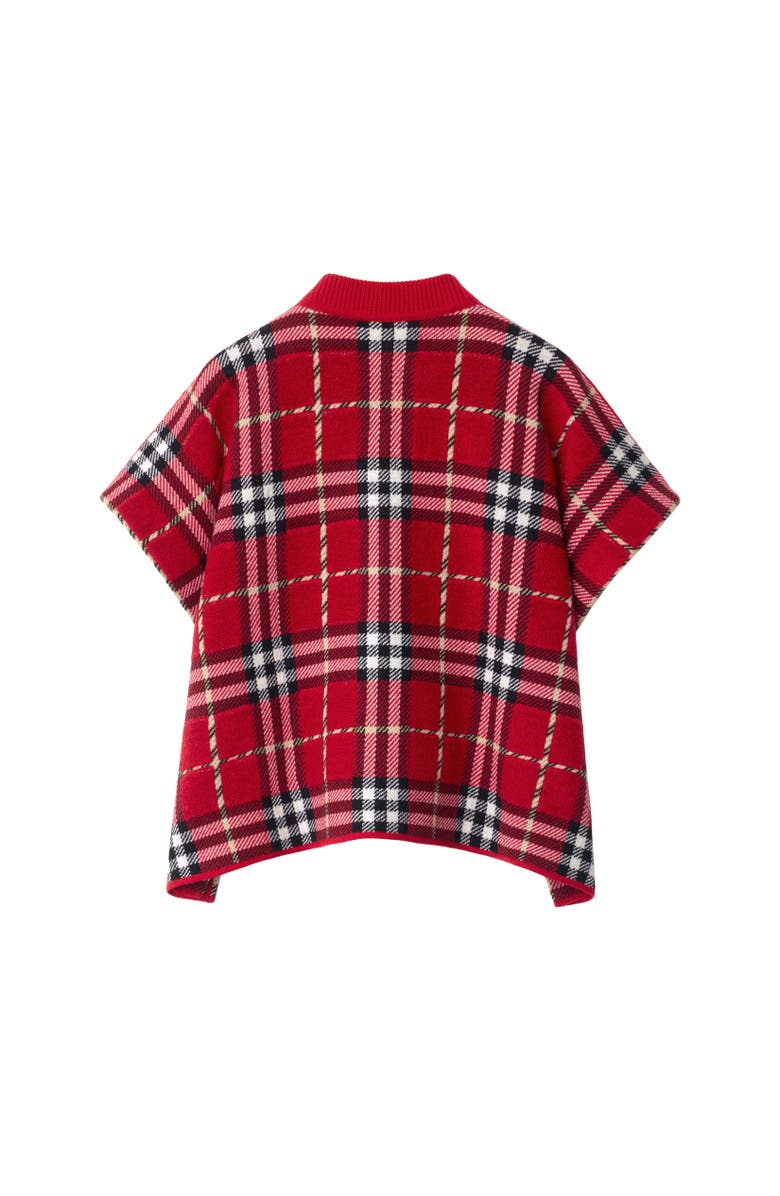 Burberry Check Wool Cape, Alternate, color, Poppy Red