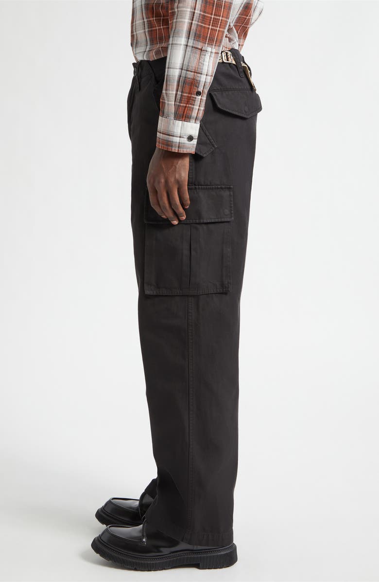 Burberry Cyrus Cotton Twill Straight Leg Cargo Pants, Alternate, color, Black